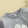JLKGICF Toddler Baby Girl Easter Outfit Bunny Print Embroidery Crewneck Sweatshirt Long Sleeve Tops Kids Cute Clothes(Vivid Rabbit Grey, 0-6 Months) view 4