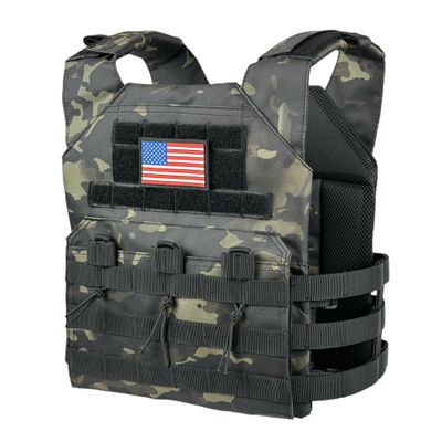 Eagle Sky Tactical Vest ES-2, Light Weight, Tough 500D Nylon, Universal Adjustable Size S-XXL, Breathable 3D Mesh Liner (Nylon, Black Camo)