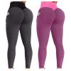 2PCS Workout Leggings for Women Seamless Scrunch Tights Tummy Control Women Scrunch Butt Lifting Leggings Seamless High Waisted Workout Yoga Pants Tummy Control Booty Gym Compression Tights Pink view 1