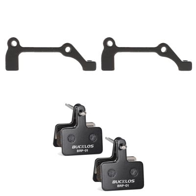BUCKLOS PM/is Front Rear 180mm Black Disc Brake Caliper Mount Adapter Gear Parts Accessories and 2 Pairs Bike Brake Pads for TRP Tektro Shimano Deore Br-M575 M525 M515 T615 T675 M505 M495
