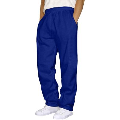 Baggy Sweatpants Men Wide Leg Sweat Pants Mens Clothing Casual Athletic Workout Straight Leg Open Bottom Sweatpants Fleece Lined Jogger with Pockets Fall Winter Clothes Blue