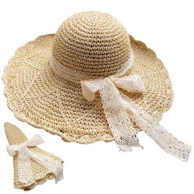 Cndiyald Straw Hats for Women, Wide Brim Womens Sun Hat with Bow-Knot, Foldable Beach Hat, UV Protection Summer Hats for Women Beige
