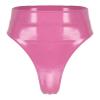 ACSUSS Women's Shiny Metallic Booty Shorts High Waist Belted Zipper Briefs Rave Dance Bottom Pink A 3X-Large view 3