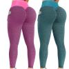 2PCS Butt Lifting Leggings Tummy Control Leggings for Women Butt Lift High Waisted Tummy Control No See-Through Yoga Pants Workout Running Gym Scrunch Compression Booty Tights Green view 1