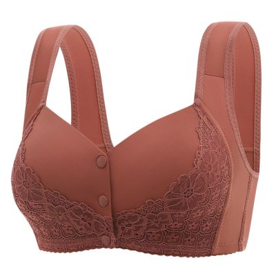 asntrgd Cotton Sports Bras for Women Daisy Lisa Charm Front Closure Bras Support and Lift Bralettes Full Figure Wirefree Bras Brown