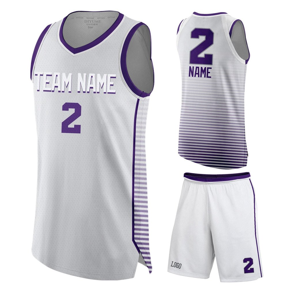 DIYUME Men's Design Your Own Add Picture Training Uniforms for Adult Kids Youth(White-Purple)