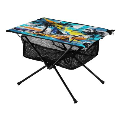 Msyxl Abstract Palm Trees Portable Folding Camping Table, Compact Lightweight Beach Table with Carrying Bag for Outdoor Picnics, BBQs, Camp