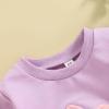 JLKGICF Toddler Baby Girl Easter Outfit Bunny Print Embroidery Crewneck Sweatshirt Long Sleeve Tops Kids Cute Clothes(Vivid Rabbit Purple, 2-3T) view 3