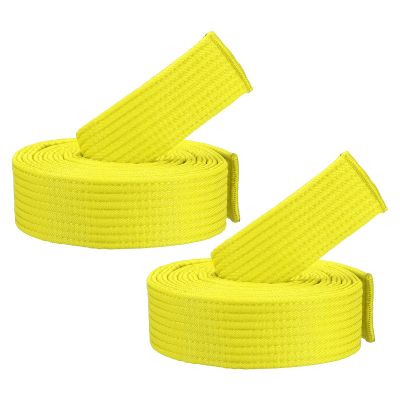 PATIKIL Taekwondo Colored Ranking Belts, 2 Pack 1.6" x7.2FT Polyester Martial Arts Colored Ranking Belt for Coach Teaching Practice, Yellow