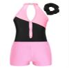 Miutii Kids Girls Sleeveless Gymnastic Leotard with Shorts Sparkly Biketard 3 Pieces Ballet Dance Outfits Sets Tracksuit Pink 8 Years view 2