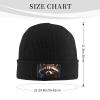 YYHWHJDE Black Warm Knit Hat Little Raccoon Face Picture Soft Good Elasticity Suitable for Daily and Outdoor Sports view 2