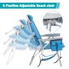 5-Position Beach Chair - Premium Backpack Beach Chair for Adults - Beach Chair with Backpack Straps - Foldable and Reclining Beach Chair - Backpack Chair,Blue view 3