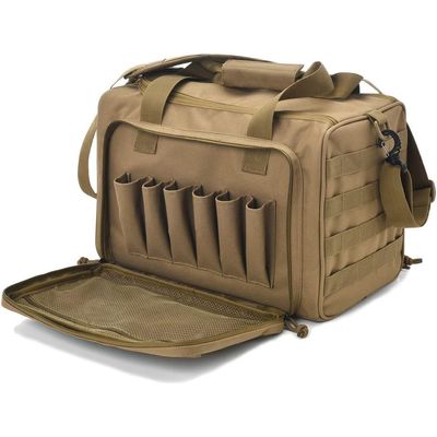 REEBOW GEAR Tactical Gun Range Bag Deluxe Pistol Shooting Range Duffle Bags (Tan)