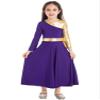 Miutii Kids Girls Long Sleeve Liturgical Praise Dance Dress Metallic Gold Full Length Worship Church Robe Dancewear Purple 14 Years view 1