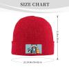 Red Warm Knit Hat Cartoon Cute Raccoon Picture Soft Good Elasticity Suitable for Daily and Outdoor Sports view 2