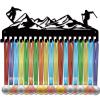 CREATCABIN Ski Medal Hangers Medal Holder Display Hanger Rack Sports Metal Hanging Athlete Awards Iron Wall Mount Decor with 20 Hooks for Wall Competition Alpine Skiing Black 15.7 x 5.9 Inch view 1