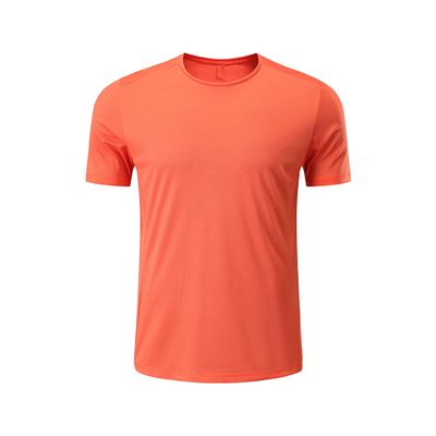 Men's Dry Fit Short Sleeve Moisture Wicking Sports Gym T-Shirts Crewneck Outdoor Running Athletic T Shirt (Orange,Large)