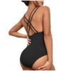 asntrgd Swimsuit for Women 2024 Sexy One Piece Swim Wear Bouble Strap Ruched Swimsuits High Leg Sport Swimming Bathing Suit view 3