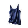 Hamthuit Women Strap Crop Top Women V Neck Basic Sleeveless Satin Silk Tube Tank Tops Women's Summer Navy Blue L(Bust 92cm) view 1