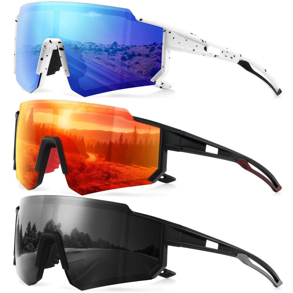 gesruny Polarized Sport Sunglasses for Men and Women, Lightweight TR90 Sun Glasses with UV Protection for Cycling Running