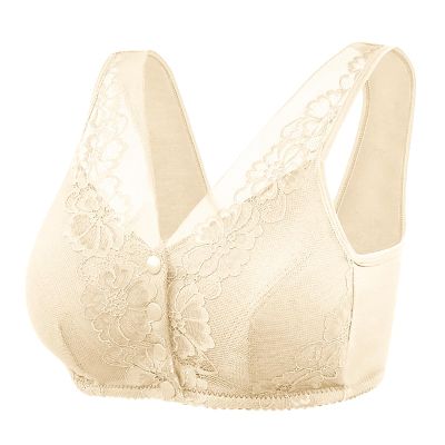 asntrgd High Support Sports Bras for Women Comfy Full Coverage Glamorette Bras Push Up Lift Bra Front Closure No Wire Bras Beige