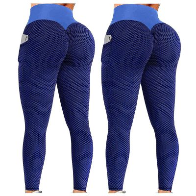 2PCS Leggings for Women Plus Size Tall Women Scrunch Butt Lifting Leggings Seamless High Waisted Workout Yoga Pants Tummy Control Booty Gym Compression Tights Blue