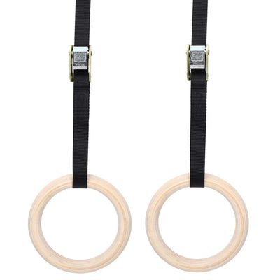 Topyond Wood Gymnastic Rings with Adjustable Straps, Olympic Rings 25mm for Gym, Workout, Exercise, Outdoor Training, Quick Install Carabiner, Can Hold up to 220lbs, 14.8 Ft. Strap