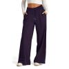 Summer Sweatpants Women Drawstring Low Waisted Wide Leg Yoga Pants Straight Leg Sweatpants for Women Loose Fit Lightweight Joggers Pant Baggy Sweatpant Comfy Pajama Pants with Pockets Dark Purple view 2