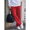 Mens Sweatpants with Pockets Baggy Sweat Pants Wide Leg Casual Athletic Workout Gym Clothes Straight Leg Open Bottom Sweatpants Fleece Lined Jogger with Pockets Winter Fall Clothing Red view 2