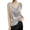 Hamthuit Woman T-Shirts Satin Blouse Sleeveless Female Summer Casual Loose Tanks And Solid Tops For Women Light Gray9 L(Bust 92cm) view 1