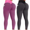 2PCS Leggings for Women Butt Lift Pack Women Scrunch Butt Lifting Leggings Seamless High Waisted Workout Yoga Pants Tummy Control Booty Gym Compression Tights Black view 1