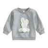 JLKGICF Toddler Baby Girl Easter Outfit Bunny Print Embroidery Crewneck Sweatshirt Long Sleeve Tops Kids Cute Clothes(Vivid Rabbit Grey, 2-3T) view 1