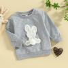JLKGICF Toddler Baby Girl Easter Outfit Bunny Print Embroidery Crewneck Sweatshirt Long Sleeve Tops Kids Cute Clothes(Vivid Rabbit Grey, 2-3T) view 3