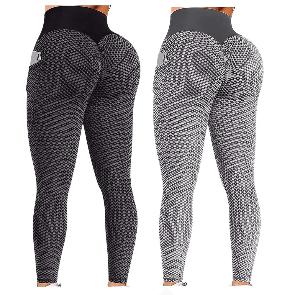 2PCS Workout Leggings for Women Plus Size 4X Workout Leggings for Women Seamless Scrunch Tights Tummy Control Gym Fitness Girl Sport Active Yoga Pants Grey