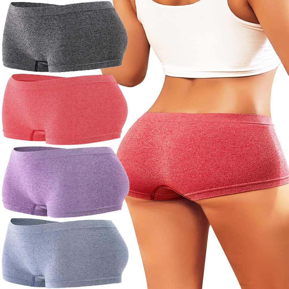 Sth Big Womens Boyshorts Underwear Seamless Boxer Briefs Full Coverage Soft Stretch Boxer Shorts For Women 4 Pack