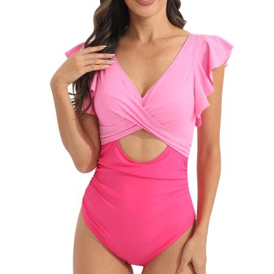 asntrgd Cute One Piece Swimsuit for Women Flattering Beachwear Twist Front High Cut Swimsuits Beach Bathing Swimming Suit