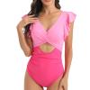 asntrgd Cute One Piece Swimsuit for Women Flattering Beachwear Twist Front High Cut Swimsuits Beach Bathing Swimming Suit view 1