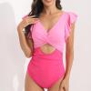 asntrgd Cute One Piece Swimsuit for Women Flattering Beachwear Twist Front High Cut Swimsuits Beach Bathing Swimming Suit view 2