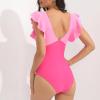 asntrgd Cute One Piece Swimsuit for Women Flattering Beachwear Twist Front High Cut Swimsuits Beach Bathing Swimming Suit view 3