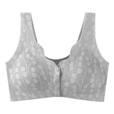 asntrgd Daisy Bras for Older Women Front Closure Bras Comfy Push Up High Support Bralettes Wireless Lift Full Coverage Bras Gray