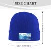 Blue Warm Knit Hat Blue Ocean Waves Picture Soft Good Elasticity Suitable for Daily and Outdoor Sports view 2