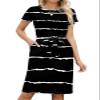 Arolina Women's Summer Casual Midi Dresses Striped Short Sleeve Crewneck Tie Waist T Shirt Dress with Pockets view 2
