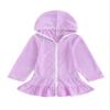 Taoocy Toddler Kids Little Girl Swim Cover Up Towel Terry Swimsuit Wraps Zip Up Bathing Suit Short Beach Cami Dress (Purple Long Sleeved, 7-8 Years) view 1