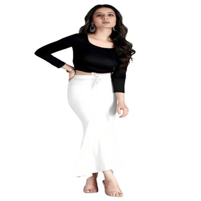 NineFit Basics Saree Shapewear Petticoat for Women, Shapers for Women's Sarees Fish Cut Shapewear White