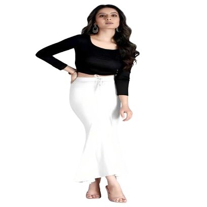 NineFit Basics Saree Shapewear Petticoat for Women, Shapers for Women's Sarees Fish Cut Shapewear White