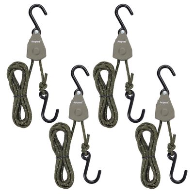Ayaport Kayak Rope Tie Down 6ft Olive Drab Ratchet Straps Bow and Stern Ratcheting Tie Downs Rope Hanger Kayak and Canoe Accessories