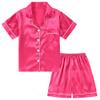 DIPUG Girls Pajamas Satin Pajama Set Silk Pjs Short Sleeve Sleepwear(Hot Pink) view 1