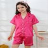 DIPUG Girls Pajamas Satin Pajama Set Silk Pjs Short Sleeve Sleepwear(Hot Pink) view 2