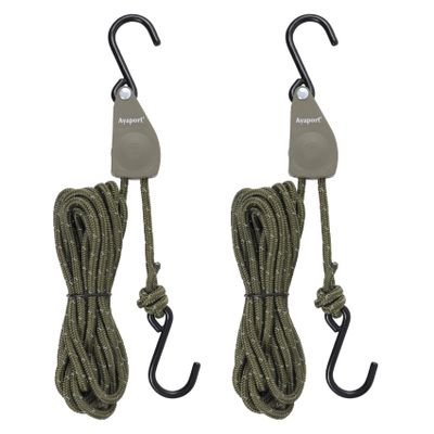 Ayaport Kayak Rope Tie Down 14ft Green Ratchet Straps Bow and Stern Ratcheting Tie Downs Rope Hanger Kayak and Canoe Accessories