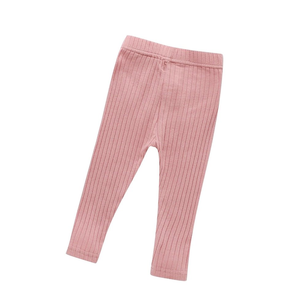 Toddler Girls Cotton Cable Knit Leggings Classic Solid Footless Tights Ankle Length Pants for Kids (Pink, 6-12 Months)